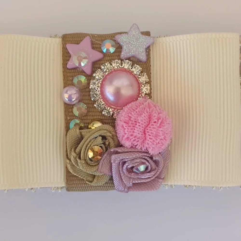 Elegant Cream and Pink Floral Baby Headband ✨🎀